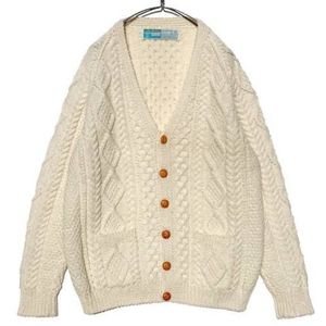 Scottish/Irish Aran Wool fFisherman's Cable-knit Sweater Cardigan